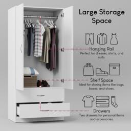 Lassic Vida Designs Riano 2 Door 2 Drawer Wardrobe - thumbnail 6