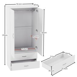 Lassic Vida Designs Riano 2 Door 2 Drawer Wardrobe - thumbnail 2