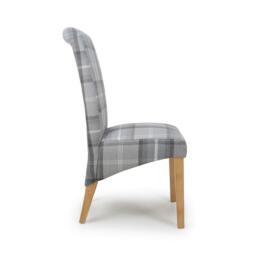 Shankar Set of 2 Karta Scroll Back Check Dining Chairs - thumbnail 3