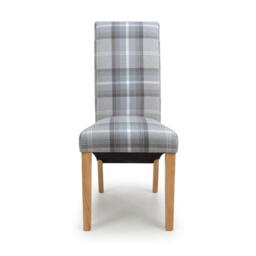 Shankar Set of 2 Karta Scroll Back Check Dining Chairs - thumbnail 4