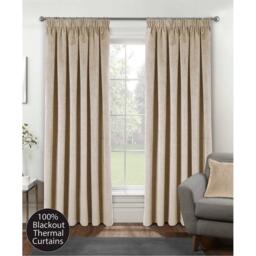 Enhanced Living Oxford Velvet 100% Blackout Tape Top Curtains - thumbnail 1