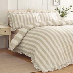 Catherine Lansfield Seersucker Frill Stripe Duvet Cover Set - thumbnail 2