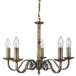 Lighting Collection Versaille 5Lt Pendant - Antique Brass Metal - thumbnail 2