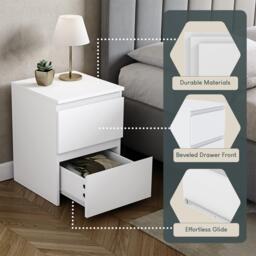 Lassic Vida Designs Denver 2 Drawer Large Bedside Chest - thumbnail 8