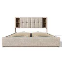 Urban Meuble Stylish Beige Bed with Storage Double Size - thumbnail 5