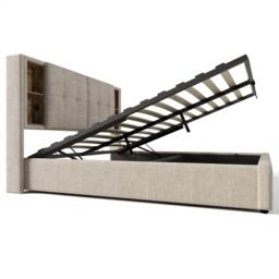 Urban Meuble Stylish Beige Bed with Storage Double Size - thumbnail 6