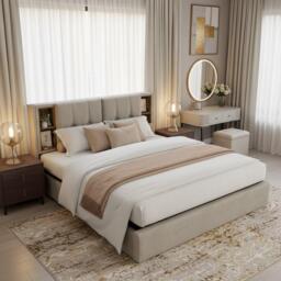 Urban Meuble Stylish Beige Bed with Storage Double Size - thumbnail 1