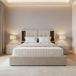 Urban Meuble Stylish Beige Bed with Storage Double Size - thumbnail 3