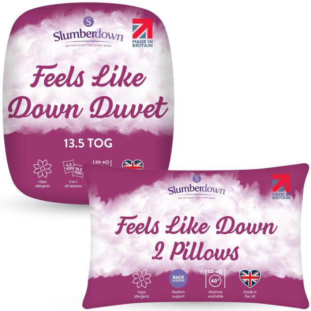Slumberdown Feels Like Down 13.5 Duvet + 2 Pillows - image 1