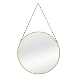 Nestwell Amos Round Metal Mirror With Leather Hanging Strap - thumbnail 1
