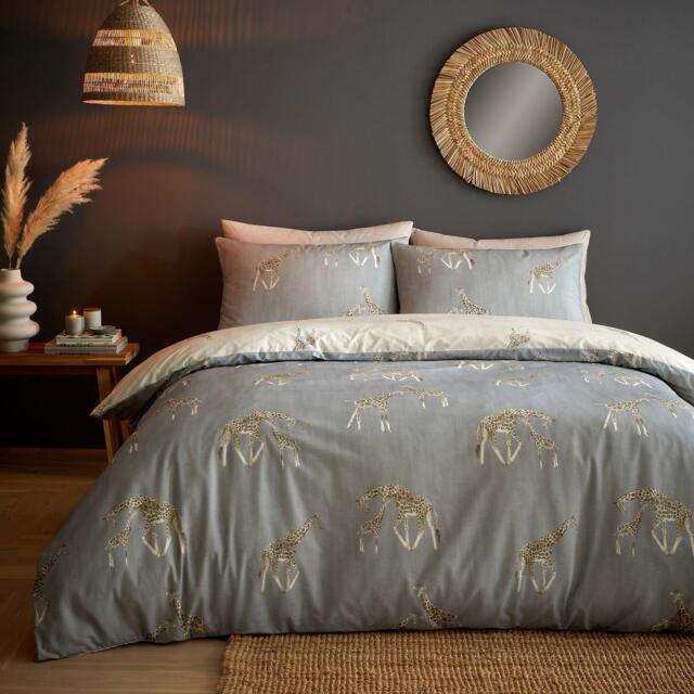 Fusion Milo Giraffe Reversible Duvet Cover Set in Grey - image 1