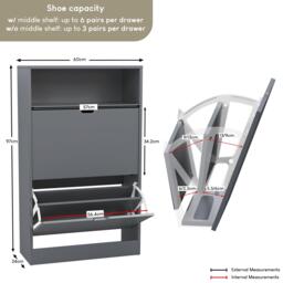 Lassic Vida Designs 2 Drawer Shoe Cabinet With Shelf - thumbnail 2