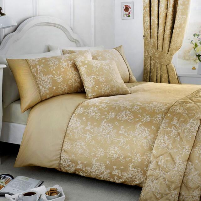 Dreams and Drapes Jasmine Floral Jacquard Duvet Cover Set Champage - image 1