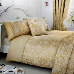 Dreams and Drapes Jasmine Floral Jacquard Duvet Cover Set Champage - thumbnail 1