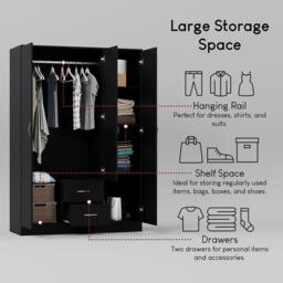 Lassic Vida Designs Riano 3 Door 2 Drawer Mirror Wardrobe - thumbnail 5