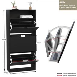 Lassic Vida Designs 3 Drawer Shoe Cabinet With Shelf - thumbnail 2