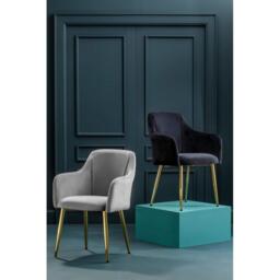 Interiors by Premier Darcy Grey Velvet Dining Chair - thumbnail 3