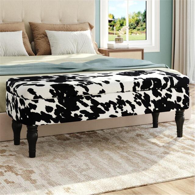 Kabinet UK Cow Print Velvet Upholstered Storage Bench - image 1