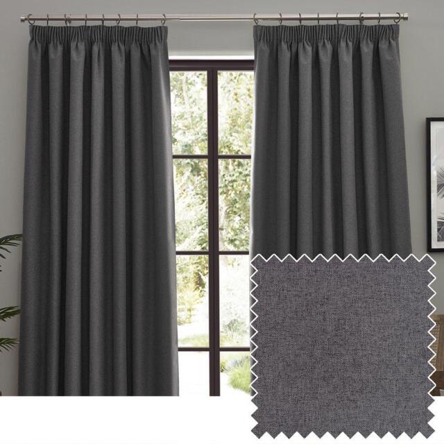 Furn Dawn Textured Blackout Pencil Pleat Curtains - image 1