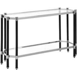 Fifty Five South Allessi Silver and Black Console Table with Glass - thumbnail 2