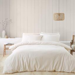 Catherine Lansfield Brushed Stripe Cotton Reversible Duvet Cover Set - thumbnail 2