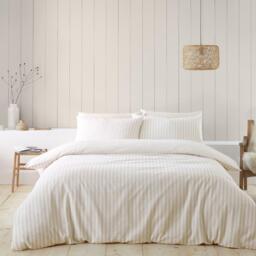 Catherine Lansfield Brushed Stripe Cotton Reversible Duvet Cover Set - thumbnail 1