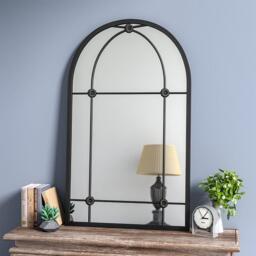 LIFE IDEAS Arched Wall Hanging Metal Windowpane Mirror - thumbnail 2