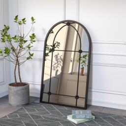 LIFE IDEAS Arched Wall Hanging Metal Windowpane Mirror - thumbnail 1