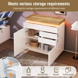 Urban Meuble Modern White Sideboard with LED Light Accent - thumbnail 6