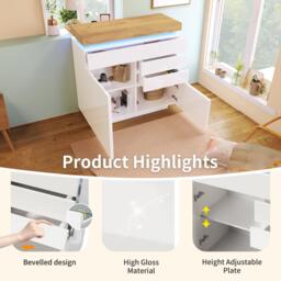 Urban Meuble Modern White Sideboard with LED Light Accent - thumbnail 8