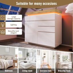 Urban Meuble Modern White Sideboard with LED Light Accent - thumbnail 7