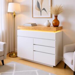 Urban Meuble Modern White Sideboard with LED Light Accent - thumbnail 2