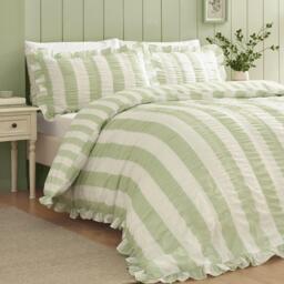 Catherine Lansfield Seersucker Frill Stripe Duvet Cover Set - thumbnail 1