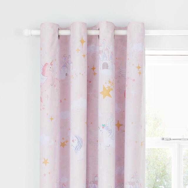Catherine Lansfield Fairytale Unicorn Fully Reversible Eyelet Curtains - image 1
