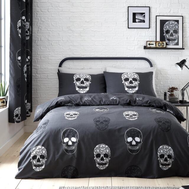 Catherine Lansfield Skulls Reversible Duvet Cover Set - image 1