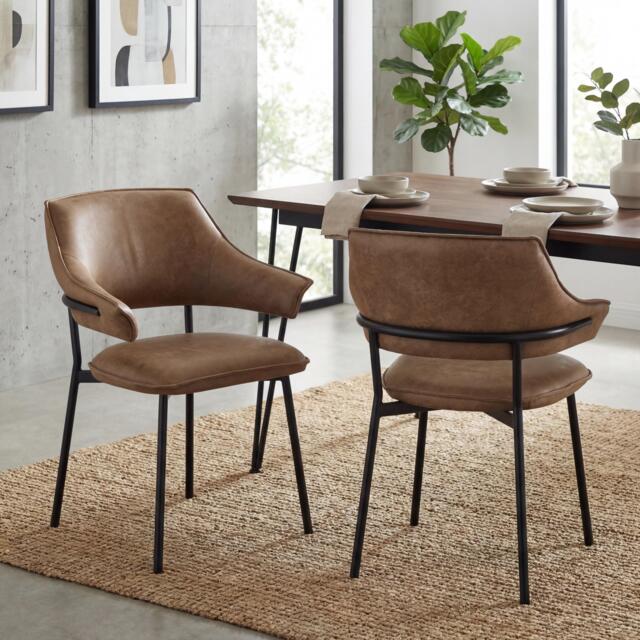 Shankar Set of 2 Geneva Microfibre Antique Dining Chair - image 1