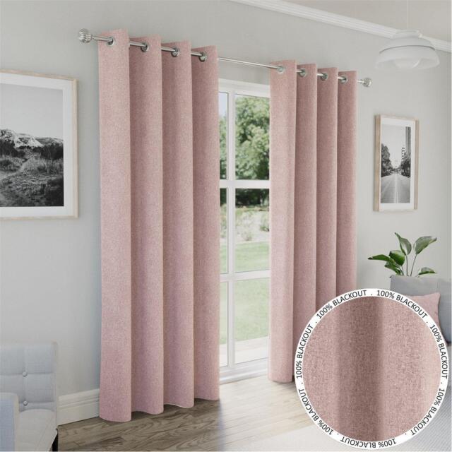 Enhanced Living Austin 100% Blackout Linen Look Eyelet Curtains - image 1