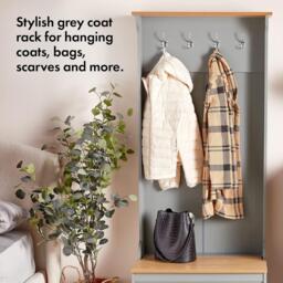 VonHaus VonHaus Coat Rack Stand & Shoe Storage Bench - thumbnail 2