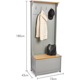 VonHaus VonHaus Coat Rack Stand & Shoe Storage Bench - thumbnail 5