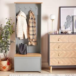 VonHaus VonHaus Coat Rack Stand & Shoe Storage Bench - thumbnail 7