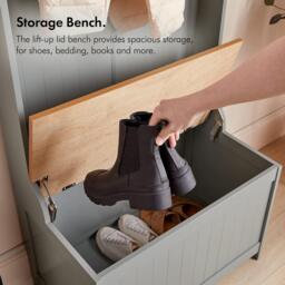 VonHaus VonHaus Coat Rack Stand & Shoe Storage Bench - thumbnail 3