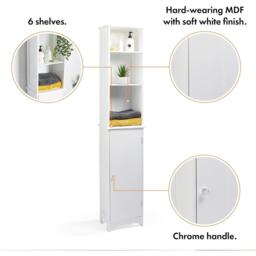 VonHaus VonHaus Tall Bathroom Cabinet - White - Holbrook - thumbnail 5