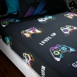 Catherine Lansfield Gaming Control Geometric Cotton Fitted Sheet
