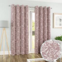 Enhanced Living Cuba Subtle Floral Print Blackout Eyelet Curtains - thumbnail 1