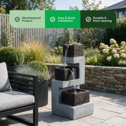 Streetwize Stacked Blocks Solar Fountain -Modern Architecture - thumbnail 4