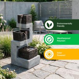 Streetwize Stacked Blocks Solar Fountain -Modern Architecture - thumbnail 5