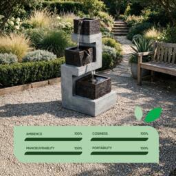 Streetwize Stacked Blocks Solar Fountain -Modern Architecture - thumbnail 7