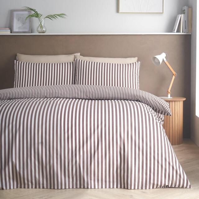 Catherine Lansfield Epping Textured Stripe Duvet Cover Set - image 1