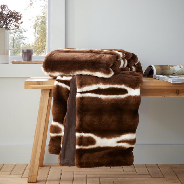 Catherine Lansfield Flint Cosy Faux Fur Blanket Throw