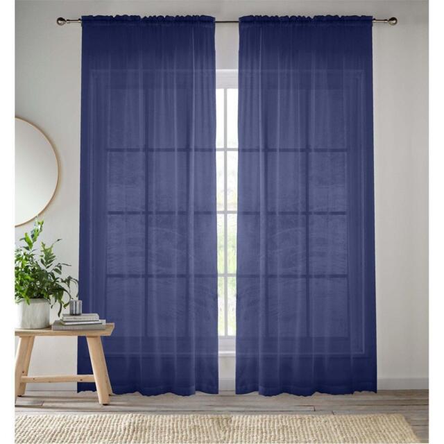 Enhanced Living 2 Plain Sheer Voile Panels with Rod Pocket (Pair) - image 1